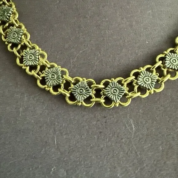 Vintage Two-tone Chain Link Choker Necklace 20"-Adjustable Bold Reversible - Picture 2 of 4